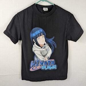 Hinata Naruto Shippuden Anime T-Shirt Small Black Graphic Tee Styled Heavyweight